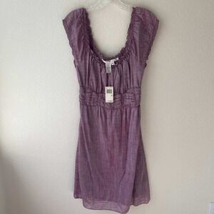 MAX STUDIO Womens Purple Smocked Waist Off Shoulder Ruffle Dress Size M